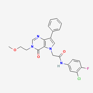molecular formula C23H20ClFN4O3 B2581294 N-(3-chloro-4-fluorophenyl)-2-[3-(2-methoxyethyl)-4-oxo-7-phenyl-3,4-dihydro-5H-pyrrolo[3,2-d]pyrimidin-5-yl]acetamide CAS No. 1251634-36-2