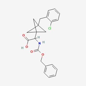 molecular formula C22H22ClNO4 B2581320 2-[3-[(2-Chlorophenyl)methyl]-1-bicyclo[1.1.1]pentanyl]-2-(phenylmethoxycarbonylamino)acetic acid CAS No. 2287260-47-1