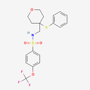 N-((4-(phenylthio)tetrahydro-2H-pyran-4-yl)methyl)-4-(trifluoromethoxy)benzenesulfonamide