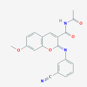 molecular formula C20H15N3O4 B2581333 (2Z)-N-acetyl-2-[(3-cyanophenyl)imino]-7-methoxy-2H-chromene-3-carboxamide CAS No. 391228-17-4