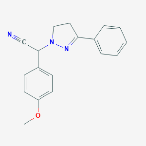 molecular formula C18H17N3O B258134 (4-Methoxyphenyl)(3-phenyl-4,5-dihydro-1H-pyrazol-1-yl)acetonitrile 
