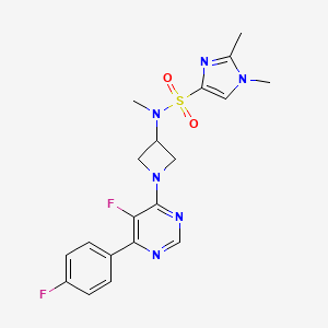 N-[1-[5-Fluoro-6-(4-fluorophenyl)pyrimidin-4-yl]azetidin-3-yl]-N,1,2-trimethylimidazole-4-sulfonamide