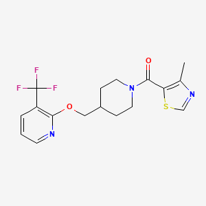 molecular formula C17H18F3N3O2S B2581345 (4-Methyl-1,3-thiazol-5-yl)-[4-[[3-(trifluoromethyl)pyridin-2-yl]oxymethyl]piperidin-1-yl]methanone CAS No. 2380042-61-3