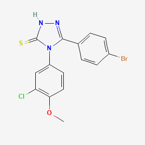 molecular formula C15H11BrClN3OS B2581349 5-(4-溴苯基)-4-(3-氯-4-甲氧基苯基)-4H-1,2,4-三唑-3-硫醇 CAS No. 721903-60-2