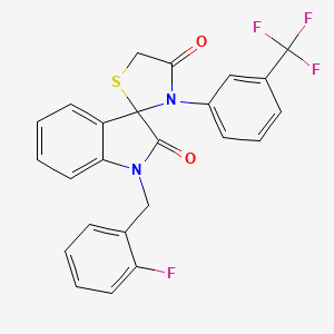 molecular formula C24H16F4N2O2S B2581353 1-(2-Fluorobenzyl)-3'-(3-(trifluoromethyl)phenyl)spiro[indoline-3,2'-thiazolidine]-2,4'-dione CAS No. 893785-74-5