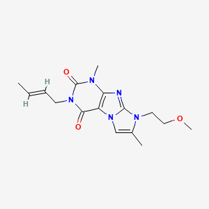 (E)-3-(but-2-en-1-yl)-8-(2-methoxyethyl)-1,7-dimethyl-1H-imidazo[2,1-f]purine-2,4(3H,8H)-dione