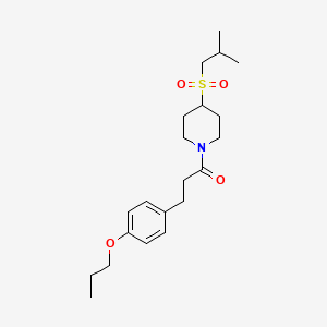 molecular formula C21H33NO4S B2581359 1-(4-(Isobutylsulfonyl)piperidin-1-yl)-3-(4-propoxyphenyl)propan-1-one CAS No. 1797308-25-8