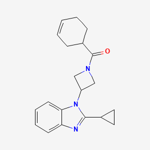 molecular formula C20H23N3O B2581360 Cyclohex-3-en-1-yl-[3-(2-cyclopropylbenzimidazol-1-yl)azetidin-1-yl]methanone CAS No. 2380069-86-1