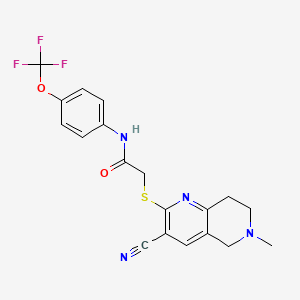 molecular formula C19H17F3N4O2S B2581361 2-[(3-cyano-6-methyl-5,6,7,8-tetrahydro[1,6]naphthyridin-2-yl)sulfanyl]-N-[4-(trifluoromethoxy)phenyl]acetamide CAS No. 445382-44-5