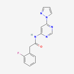 molecular formula C15H12FN5O B2581363 N-(6-(1H-吡唑-1-基)嘧啶-4-基)-2-(2-氟苯基)乙酰胺 CAS No. 1796959-35-7