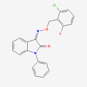 molecular formula C21H14ClFN2O2 B2581365 (3Z)-3-{[(2-chloro-6-fluorophenyl)methoxy]imino}-1-phenyl-2,3-dihydro-1H-indol-2-one CAS No. 341964-32-7