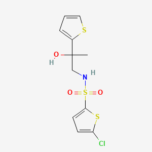 molecular formula C11H12ClNO3S3 B2581371 5-chloro-N-(2-hydroxy-2-(thiophen-2-yl)propyl)thiophene-2-sulfonamide CAS No. 1351622-16-6