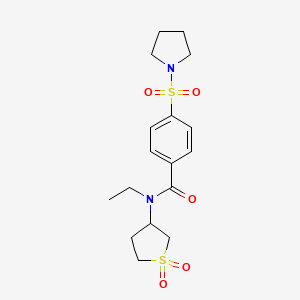 molecular formula C17H24N2O5S2 B2581374 N-(1,1-dioxidotetrahydrothiophen-3-yl)-N-ethyl-4-(pyrrolidin-1-ylsulfonyl)benzamide CAS No. 898405-43-1