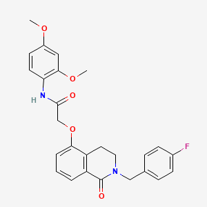 molecular formula C26H25FN2O5 B2581375 N-(2,4-dimethoxyphenyl)-2-[[2-[(4-fluorophenyl)methyl]-1-oxo-3,4-dihydroisoquinolin-5-yl]oxy]acetamide CAS No. 850906-07-9