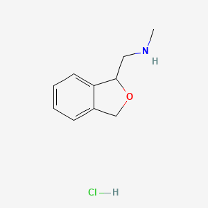 molecular formula C10H14ClNO B2581378 1-(1,3-二氢-2-苯并呋喃-1-基)-N-甲基甲胺；盐酸盐 CAS No. 2408975-25-5