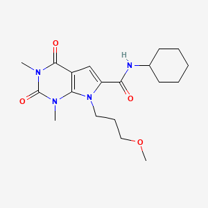 molecular formula C19H28N4O4 B2581387 N-cyclohexyl-7-(3-methoxypropyl)-1,3-dimethyl-2,4-dioxo-1H,2H,3H,4H,7H-pyrrolo[2,3-d]pyrimidine-6-carboxamide CAS No. 1021217-63-9