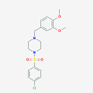 molecular formula C19H23ClN2O4S B258139 1-[(4-Chlorophenyl)sulfonyl]-4-(3,4-dimethoxybenzyl)piperazine 