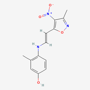 molecular formula C13H13N3O4 B2581392 3-Methyl-4-{[2-(3-methyl-4-nitro-5-isoxazolyl)vinyl]amino}benzenol CAS No. 241126-94-3
