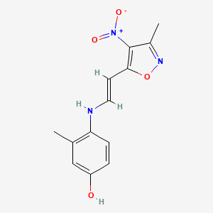 molecular formula C13H13N3O4 B2581392 3-甲基-4-{[2-(3-甲基-4-硝基-5-异恶唑基)乙烯基]氨基}苯酚 CAS No. 241126-94-3