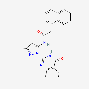 molecular formula C23H23N5O2 B2581398 N-(1-(5-ethyl-4-methyl-6-oxo-1,6-dihydropyrimidin-2-yl)-3-methyl-1H-pyrazol-5-yl)-2-(naphthalen-1-yl)acetamide CAS No. 1003798-90-0
