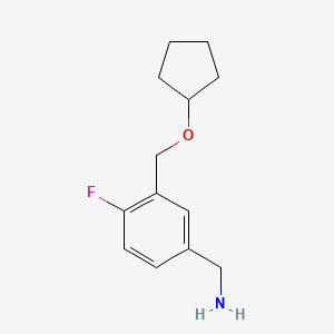 molecular formula C13H18FNO B2581404 {3-[(Cyclopentyloxy)methyl]-4-fluorophenyl}methanamine CAS No. 1016498-11-5