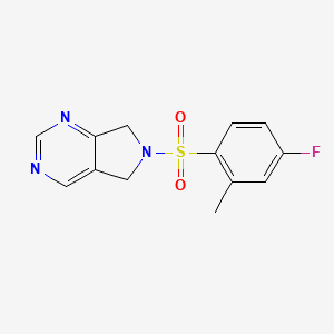 molecular formula C13H12FN3O2S B2581412 6-((4-fluoro-2-methylphenyl)sulfonyl)-6,7-dihydro-5H-pyrrolo[3,4-d]pyrimidine CAS No. 1706414-46-1