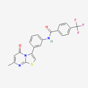 molecular formula C21H14F3N3O2S B2581418 N-(3-(7-甲基-5-氧代-5H-噻唑并[3,2-a]嘧啶-3-基)苯基)-4-(三氟甲基)苯甲酰胺 CAS No. 1020979-38-7