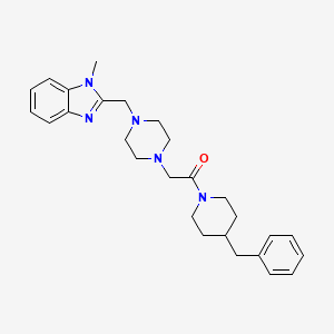 molecular formula C27H35N5O B2581423 1-(4-benzylpiperidin-1-yl)-2-(4-((1-methyl-1H-benzo[d]imidazol-2-yl)methyl)piperazin-1-yl)ethanone CAS No. 1171204-76-4