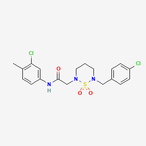 molecular formula C19H21Cl2N3O3S B2581428 2-[6-(4-chlorobenzyl)-1,1-dioxido-1,2,6-thiadiazinan-2-yl]-N-(3-chloro-4-methylphenyl)acetamide CAS No. 946294-31-1