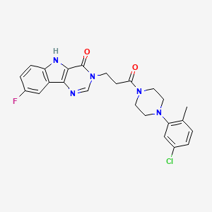 molecular formula C24H23ClFN5O2 B2581437 3-(3-(4-(5-chloro-2-methylphenyl)piperazin-1-yl)-3-oxopropyl)-8-fluoro-3H-pyrimido[5,4-b]indol-4(5H)-one CAS No. 1105248-10-9