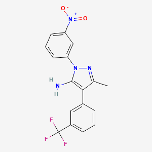 molecular formula C17H13F3N4O2 B2581439 3-methyl-1-(3-nitrophenyl)-4-[3-(trifluoromethyl)phenyl]-1H-pyrazol-5-ylamine CAS No. 321391-73-5