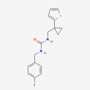 molecular formula C16H17FN2OS B2581440 1-(4-Fluorobenzyl)-3-((1-(thiophen-2-yl)cyclopropyl)methyl)urea CAS No. 1207052-42-3