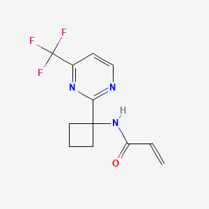 molecular formula C12H12F3N3O B2581445 N-[1-[4-(Trifluoromethyl)pyrimidin-2-yl]cyclobutyl]prop-2-enamide CAS No. 2305561-15-1