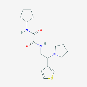 molecular formula C17H25N3O2S B2581448 N1-cyclopentyl-N2-(2-(pyrrolidin-1-yl)-2-(thiophen-3-yl)ethyl)oxalamide CAS No. 946303-04-4