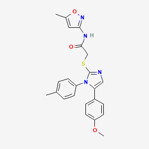 molecular formula C23H22N4O3S B2581456 2-((5-(4-methoxyphenyl)-1-(p-tolyl)-1H-imidazol-2-yl)thio)-N-(5-methylisoxazol-3-yl)acetamide CAS No. 1207005-48-8