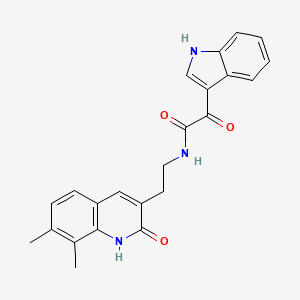 molecular formula C23H21N3O3 B2581460 N-(2-(7,8-dimethyl-2-oxo-1,2-dihydroquinolin-3-yl)ethyl)-2-(1H-indol-3-yl)-2-oxoacetamide CAS No. 852368-11-7