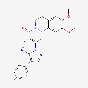 molecular formula C25H21FN4O3 B2581461 3-(4-fluorophenyl)-11,12-dimethoxy-8,9,13b,14-tetrahydro-6H-pyrazolo[5'',1'':2',3']pyrimido[4',5':4,5]pyrido[2,1-a]isoquinolin-6-one CAS No. 685107-17-9