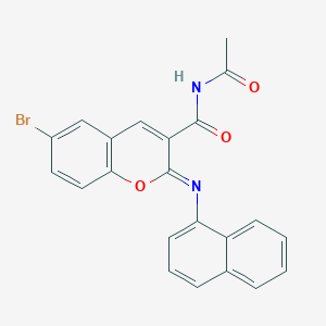 molecular formula C22H15BrN2O3 B2581464 N-acetyl-6-bromo-2-naphthalen-1-yliminochromene-3-carboxamide CAS No. 330158-19-5