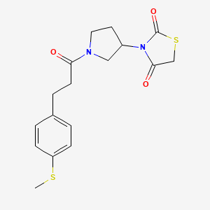 molecular formula C17H20N2O3S2 B2581480 3-(1-(3-(4-(Methylthio)phenyl)propanoyl)pyrrolidin-3-yl)thiazolidine-2,4-dione CAS No. 1795481-41-2