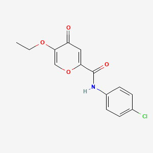 molecular formula C14H12ClNO4 B2581482 N-(4-chlorophenyl)-5-ethoxy-4-oxo-4H-pyran-2-carboxamide CAS No. 1105230-86-1