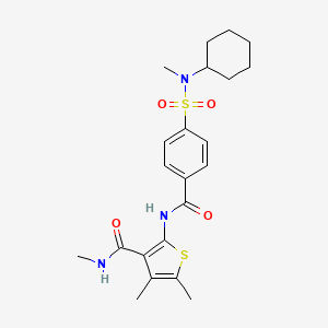 molecular formula C22H29N3O4S2 B2581485 2-(4-(N-cyclohexyl-N-methylsulfamoyl)benzamido)-N,4,5-trimethylthiophene-3-carboxamide CAS No. 896299-63-1
