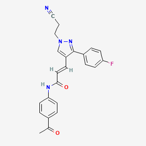 molecular formula C23H19FN4O2 B2581489 (E)-N-(4-acetylphenyl)-3-(1-(2-cyanoethyl)-3-(4-fluorophenyl)-1H-pyrazol-4-yl)acrylamide CAS No. 957013-73-9
