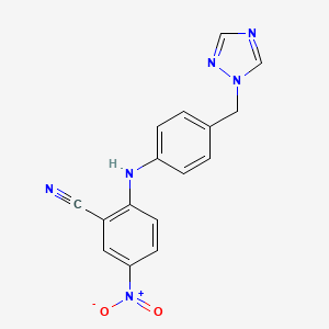 molecular formula C16H12N6O2 B2581490 5-nitro-2-{[4-(1H-1,2,4-triazol-1-ylméthyl)phényl]amino}benzonitrile CAS No. 945367-25-9