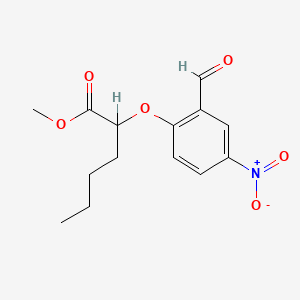 molecular formula C14H17NO6 B2581491 Methyl 2-(2-formyl-4-nitrophenoxy)hexanoate CAS No. 20874-52-6; 335153-23-6