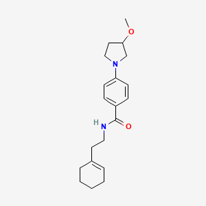 molecular formula C20H28N2O2 B2581493 N-(2-(cyclohex-1-en-1-yl)ethyl)-4-(3-methoxypyrrolidin-1-yl)benzamide CAS No. 2034611-00-0