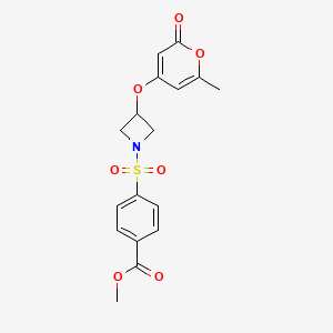 molecular formula C17H17NO7S B2581511 methyl 4-((3-((6-methyl-2-oxo-2H-pyran-4-yl)oxy)azetidin-1-yl)sulfonyl)benzoate CAS No. 1788680-42-1