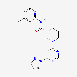 molecular formula C19H21N7O B2581517 1-(6-(1H-吡唑-1-基)嘧啶-4-基)-N-(4-甲基吡啶-2-基)哌啶-3-甲酰胺 CAS No. 1351614-84-0