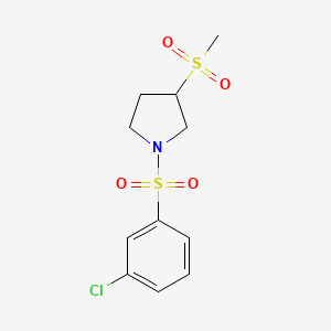 molecular formula C11H14ClNO4S2 B2581520 1-((3-氯苯基)磺酰基)-3-(甲磺酰基)吡咯烷 CAS No. 1448030-84-9