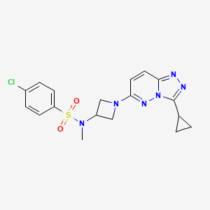 molecular formula C18H19ClN6O2S B2581524 4-chloro-N-(1-(3-cyclopropyl-[1,2,4]triazolo[4,3-b]pyridazin-6-yl)azetidin-3-yl)-N-methylbenzenesulfonamide CAS No. 2319638-37-2