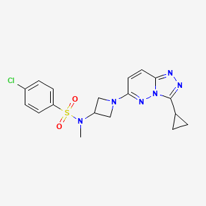 molecular formula C18H19ClN6O2S B2581524 4-クロロ-N-(1-(3-シクロプロピル-[1,2,4]トリアゾロ[4,3-b]ピリダジン-6-イル)アゼチジン-3-イル)-N-メチルベンゼンスルホンアミド CAS No. 2319638-37-2